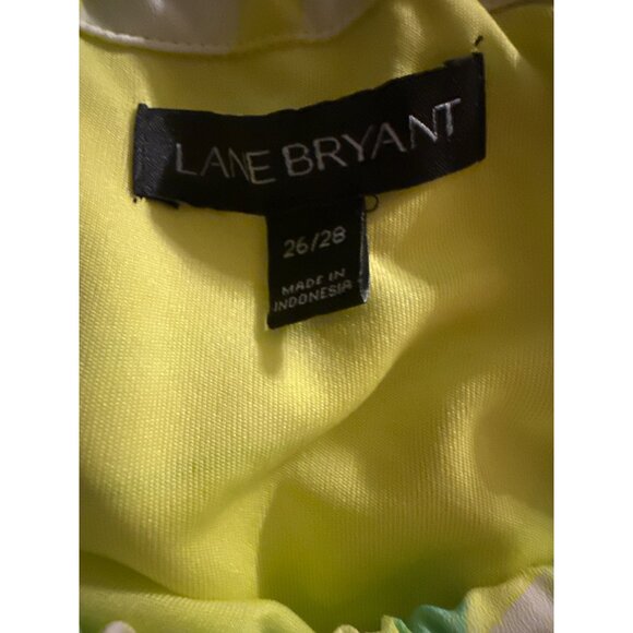 Lane Bryant 26/28 Yellow & Green Pleated Asymmetrical Hem Dress With Tie Straps - Picture 7 of 7